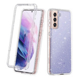 Funda Galaxy S21 Plus Lamcase Cristal Clear/silver Glitter