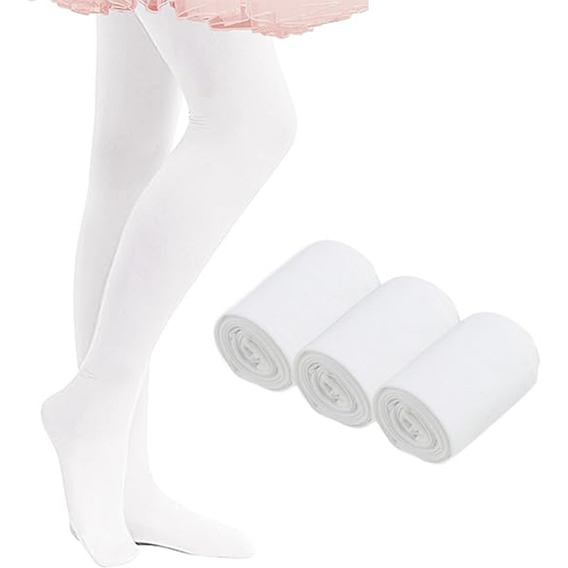 3 Pares De Pantys Blancas Para Niñas/panty Ballerina Escolar
