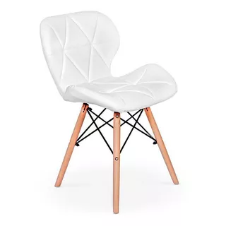 Cadeira Charles Eames Eiffel Slim Wood Estofada - Branca