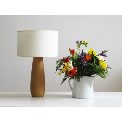 Lampara Velador Tuna Madera Guatambú Apto Led E27 Deco Obj