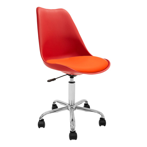 Silla Oficina Escritorio Pc Tulip Newmo Color Rojo Asiento Naranja