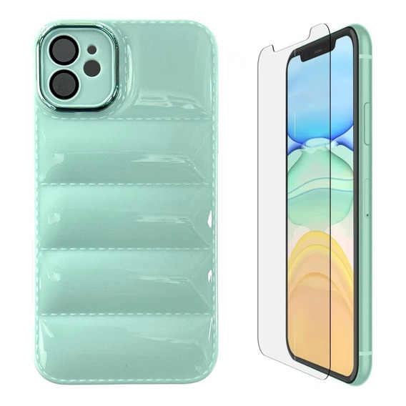 Funda Para iPhone 11 Reforzado Tipo Puff Protector + Vidrio 