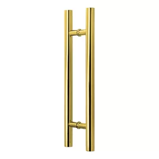 Puxador Duplo Alumínio Tubular 60cm Porta Pivotante Dourado