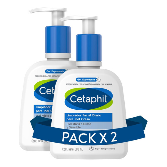 Combo Cetaphil Loción Limpiadora Facial X 300 Ml X2 Unidades