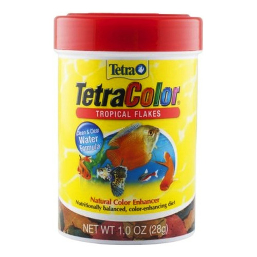 Alimento en escamas para peces tropicales lebiste platy Tetra Color 28g