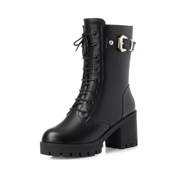 Botas Martin Impermeables Con Plataforma Para Mujer, Negro