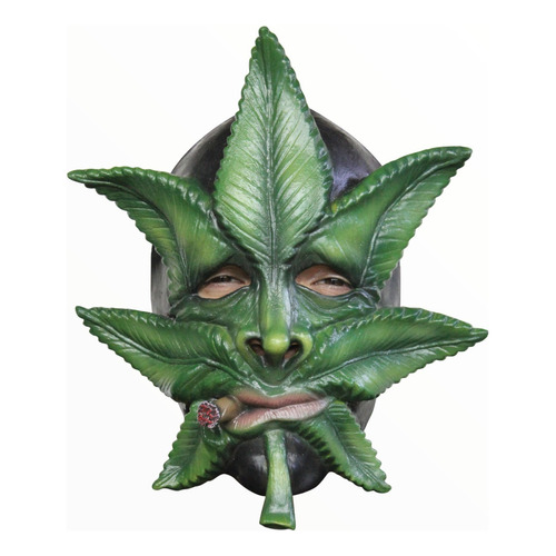 Máscara De Marihuana Weed Halloween Color Verde