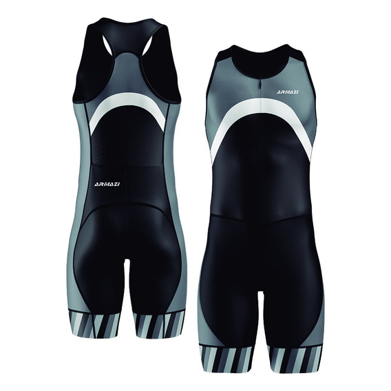 Trusa De Triatlón- Trisuit. Protección Uv Secado Rapido Gris