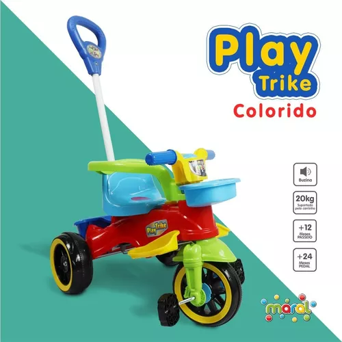 Triciclo Infantil Passeio Empurrador 2 Em 1 Importway BW003AZ