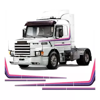 Jogo Faixas Adesivo Scania 113t 113r 1994 Rosa Roxo Lilás