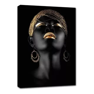 Cuadro Moderno Canvas Mujer Africana Con Joyas 100x150cm 