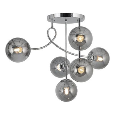 Plafon Luna Rulo 6 Luces Cromo Fume Apto Led E27 Plug