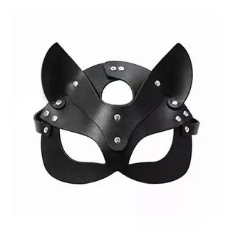 Mascara Gatita Negro Antifáz Mujer Fiesta Con Remaches Kitty