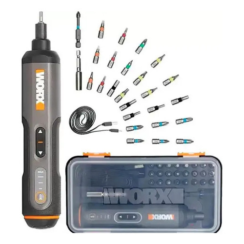 Destornillador a batería de 4 V y 24 bits Wx240 Bivolt Worx, color gris