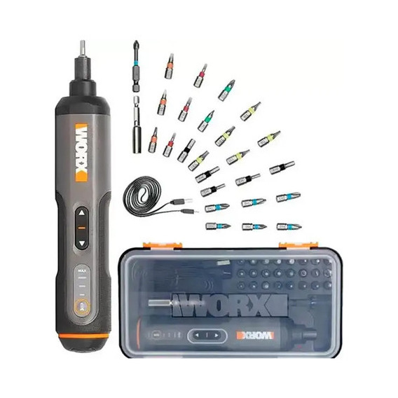 Destornillador a batería de 4 V y 24 bits Wx240 Bivolt Worx, color gris