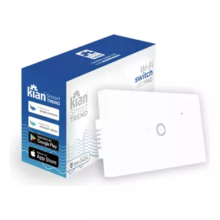 Interruptor Inteligente 1 Via Touch Branco Wi-fi Switch Kian