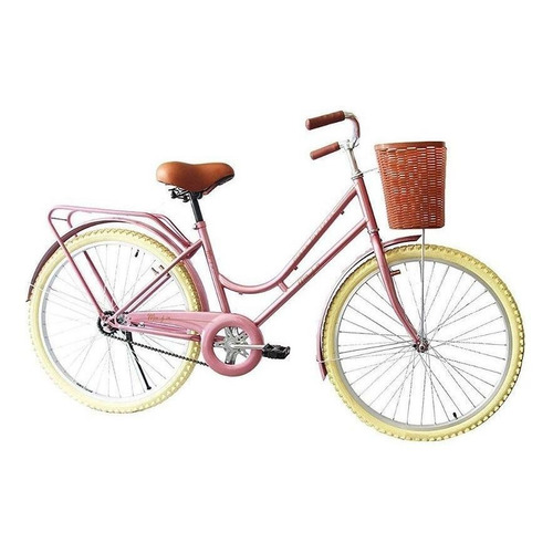 Bicicleta urbana femenina Black Panther Maja R24 1v freno contrapedal color rosa con pie de apoyo