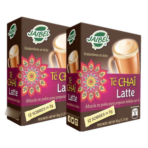 Jaibel Te Chai Latte 2 Paq X12 Sobres Caramelo - Tradicional