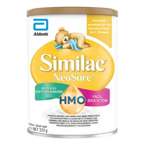 Leche de fórmula en polvo sin TACC Abbott Similac NeoSure en lata de 370g - 0  a 12 meses