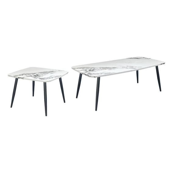 Mesa De Centro Mesa De Apoyo Patas De Metal Living Set Color Blanco