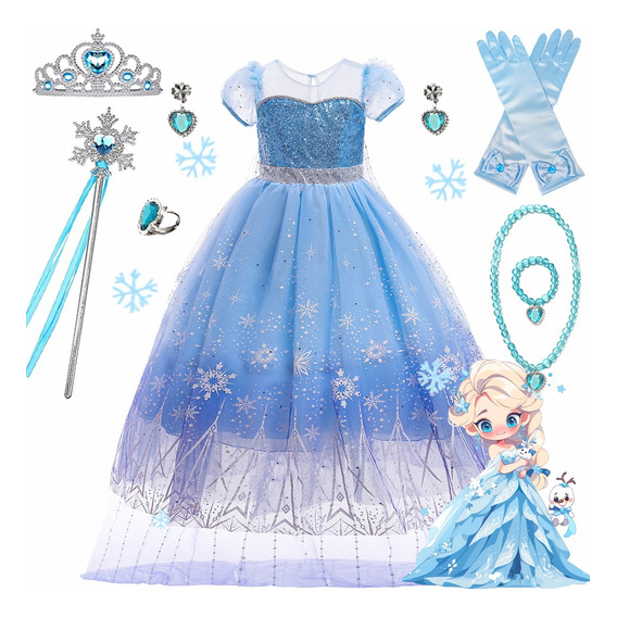 Vestido De Princesa Para Elsa,disfraz De Frozen 2 Diseñopara Niña,ropa De Halloween Navidad,fiesta De Cumpleaños Cosplay,belleza,vestir Con Accesorios