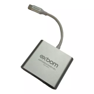 Adaptador Extensor 3 Em 1 Hdmi Usb-c Usb 3.0 Pd 4k Uhd Exbom