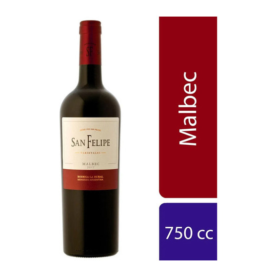 Vino Tinto Malbec San Felipe La Rural X 750 Ml Pack X6