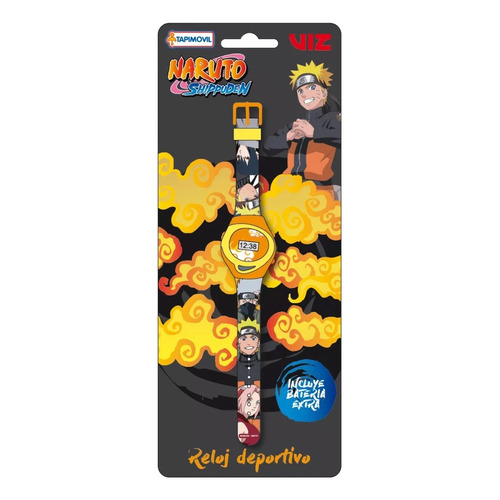 Reloj Digital Deportivo Naruto Shippuden Tapi Original Lelab Color de la malla Naranja