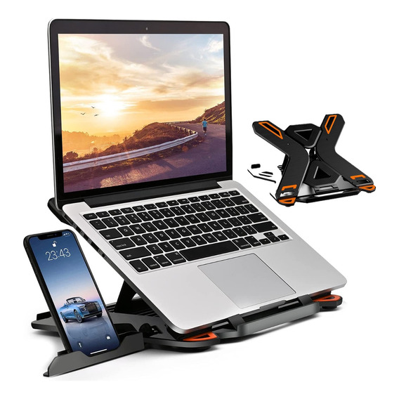 Soporte Base Notebook Y Celular Ajustable Hasta 17 Pulgadas