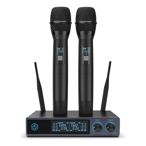 Perwhy Micrófono Inalámbrico, Metal Dual Professional Uhf Co