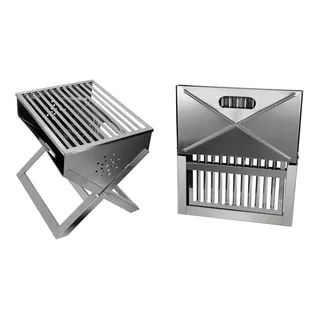 Churrasqueira De Inox Dobrável Portátil *carvão *maleta