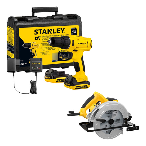 Kit Taladro Rotación 12v + Sierra Circular 1600w Stanley