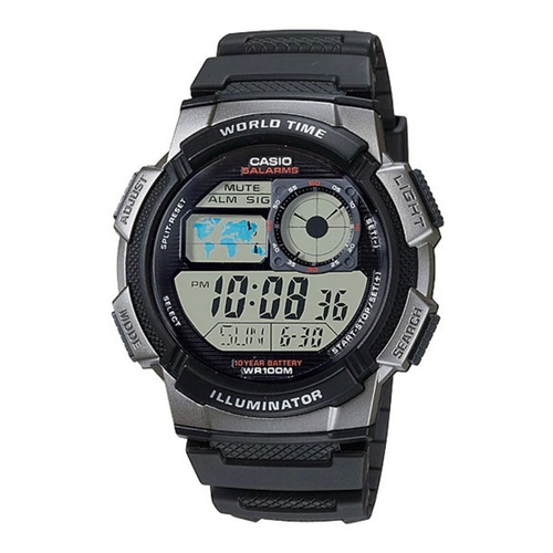Reloj pulsera digital Casio AE-1000 con correa de resina color negro