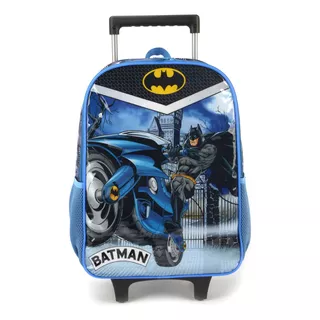 Mochila De Rodinhas Escolar Batman Batmoto Azul Luxcel