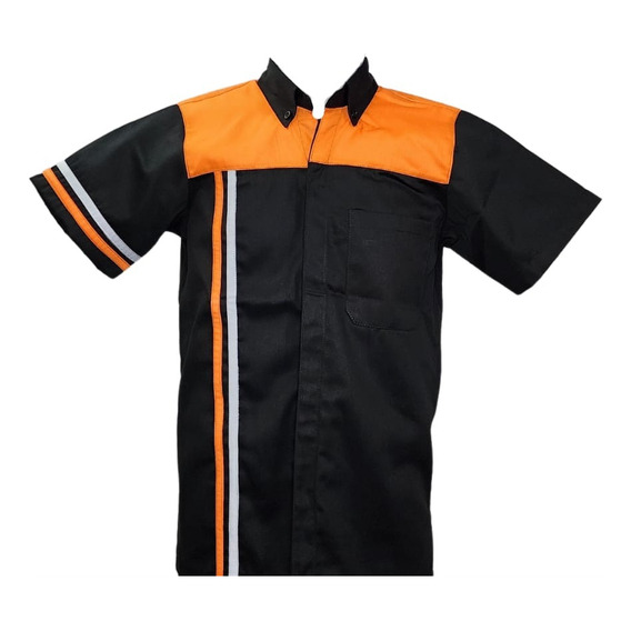 Camisola De Trabajo Ideal Para Mecánicos Negro Con Naranja