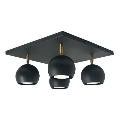 Aplique 4 Luces Mini Mun Negro Con Dorado Apto Gu10 Deco Lmp