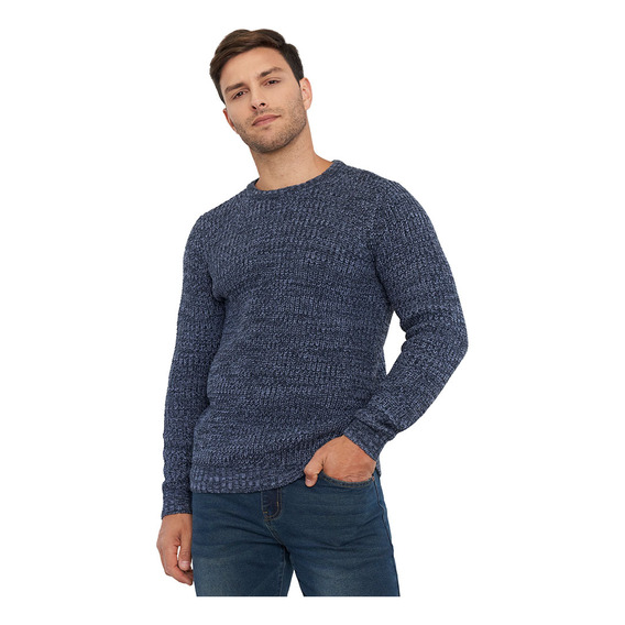 Sweater Hombre Lineal Azul Corona