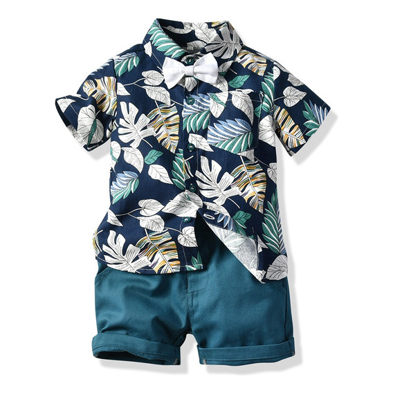 Traje De Playa Con Camisa Hawaiana Para Niño