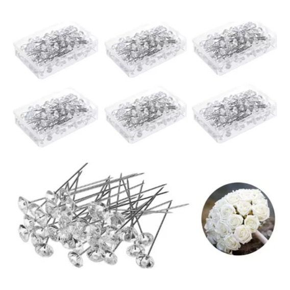 600 Piezas Diamante Diamante Pins Boda Ojales Ramo 6x38mm