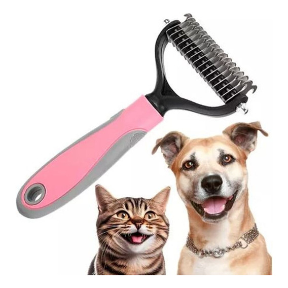 Cepillo Peine Cortador De Nudos De Pelo Para Perros Gatos Color Rosa Claro