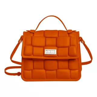 Bolsa Transversal Petite Jolie Pj10410 Design Trama De J-lástic  Laranja Com Alça De Ombro Laranja Alças De Cor Laranja