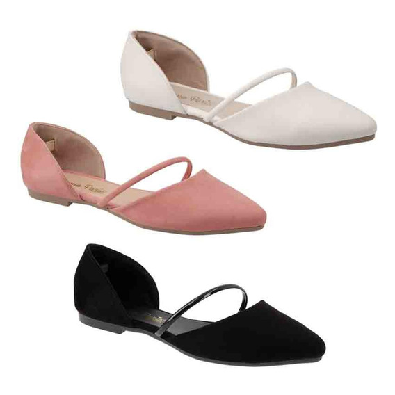 Zapatos Flats Dama Picudos Casuales Mujer Tripack