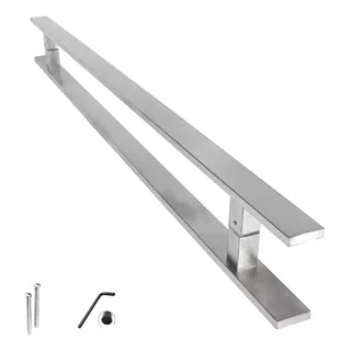 Puxador Inox Escovado Porta Pivotante Pé Quadrado 40cm 40x10