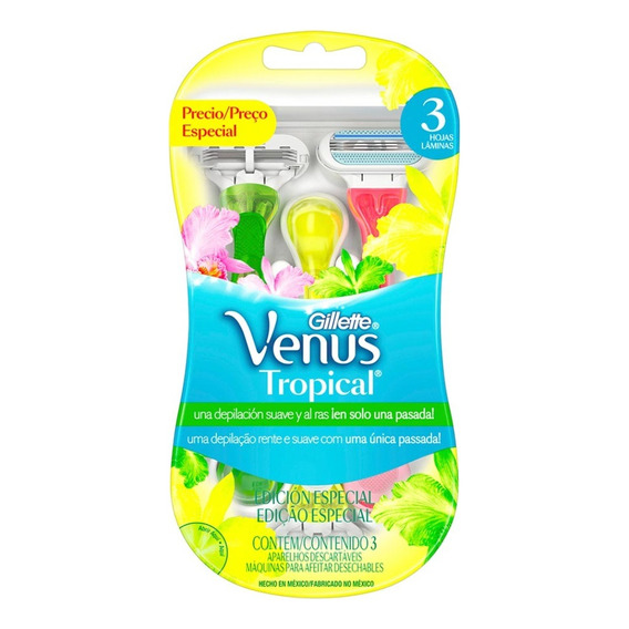 Máquina Para Afeitar Gillette Venus Tropical 3 Unidades