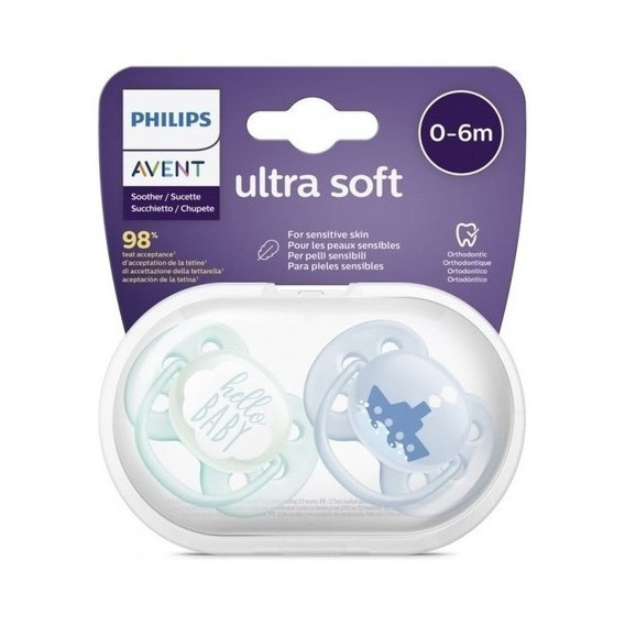 Chupete Silicona Avent Philips Ultra Soft Bebe X 2 Unidades