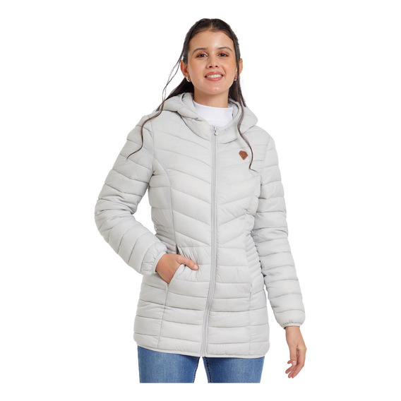 Parka Mujer Larga Gris Perla Fashion's Park