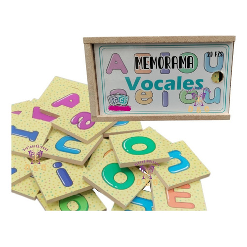 Juego Memoria Las Vocales Material Didáctico De Madera Niños