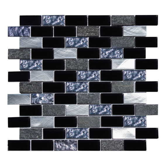 10 X Malla Mosaico Decorativa Aluminio Vidrio Color Negro