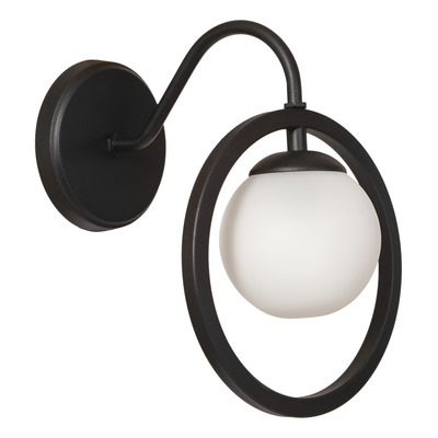 Aplique 1 Luz Negro Con Globo Opal Apto Led G9 Emmyn Deco