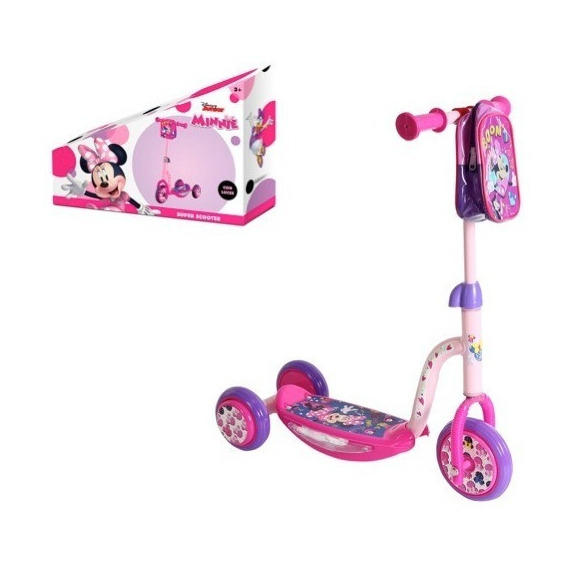 Super Scooter Con Luces Y Bolsito Minnie Color Rosa